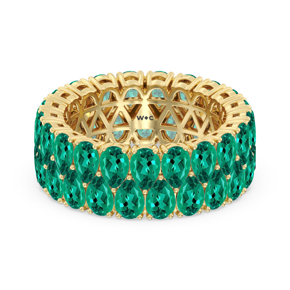 The Oculus Created Emerald Eternity Ring with 14KT Yellow Gold Cut Diamond in 14KT Yellow Gold view 1
