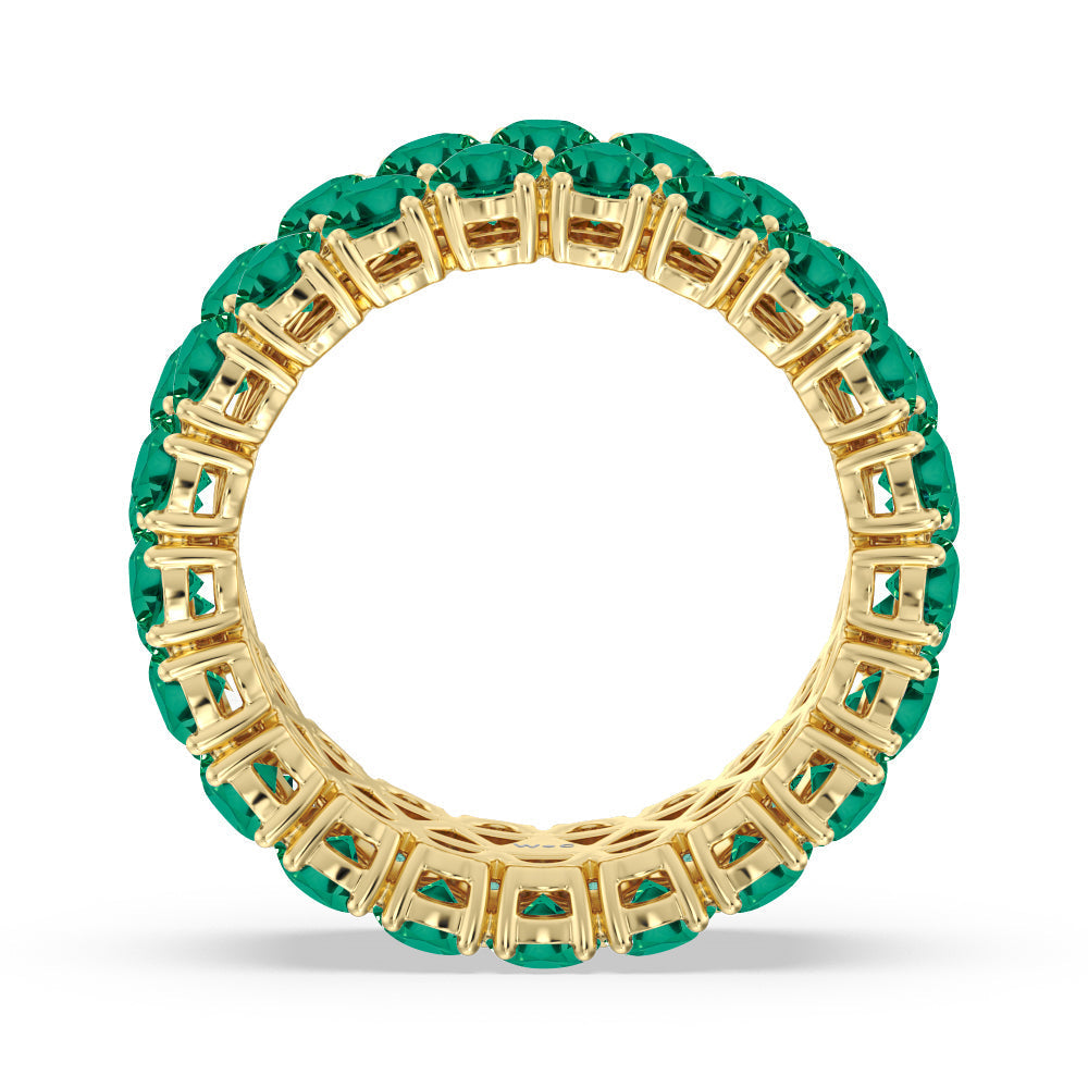 The Oculus Created Emerald Eternity Ring with 14KT Yellow Gold Cut Diamond in 14KT Yellow Gold view 3
