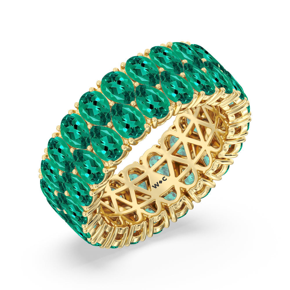 The Oculus Created Emerald Eternity Ring with 14KT Yellow Gold Cut Diamond in 14KT Yellow Gold view 2

