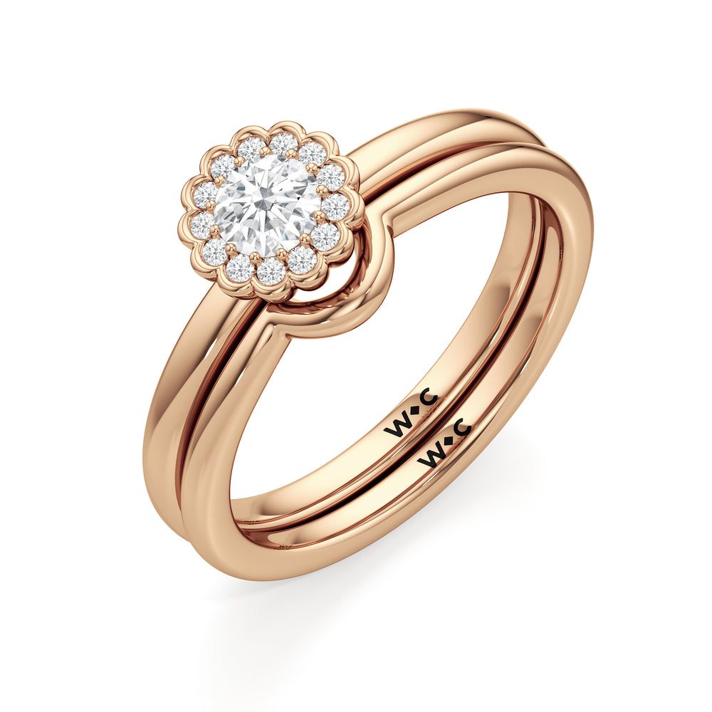 The Blakely Wedding Band with 18KT Rose Gold Cut Diamond in 14KT Rose Gold view 4
