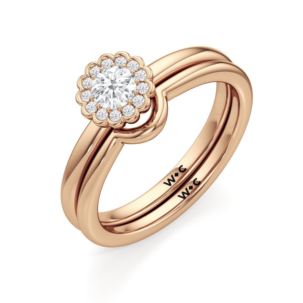 The Blakely Wedding Band with 18KT Rose Gold Cut Diamond in 14KT Rose Gold view 4

