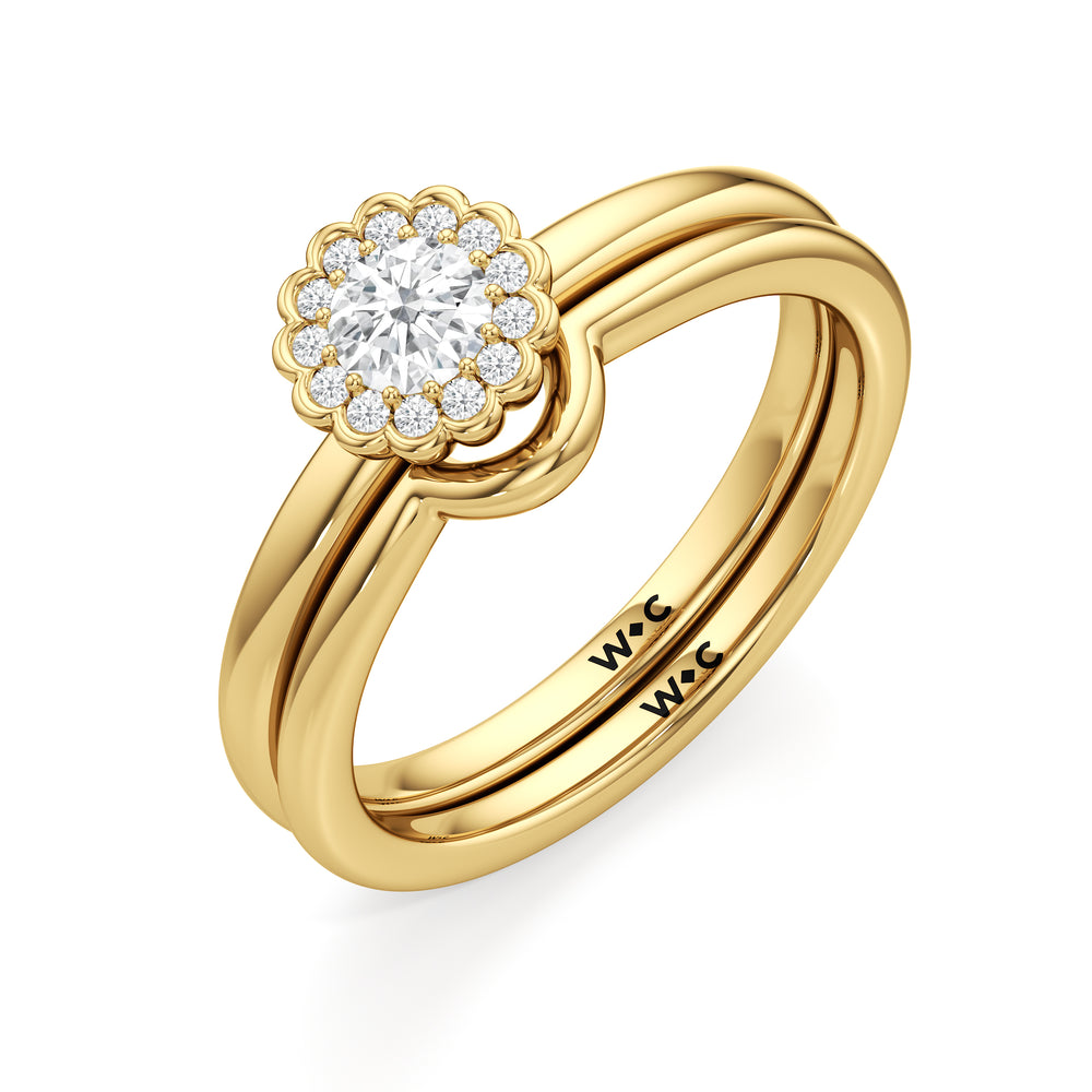 The Blakely Wedding Band with 18KT Yellow Gold Cut Diamond in 14KT Yellow Gold view 4
