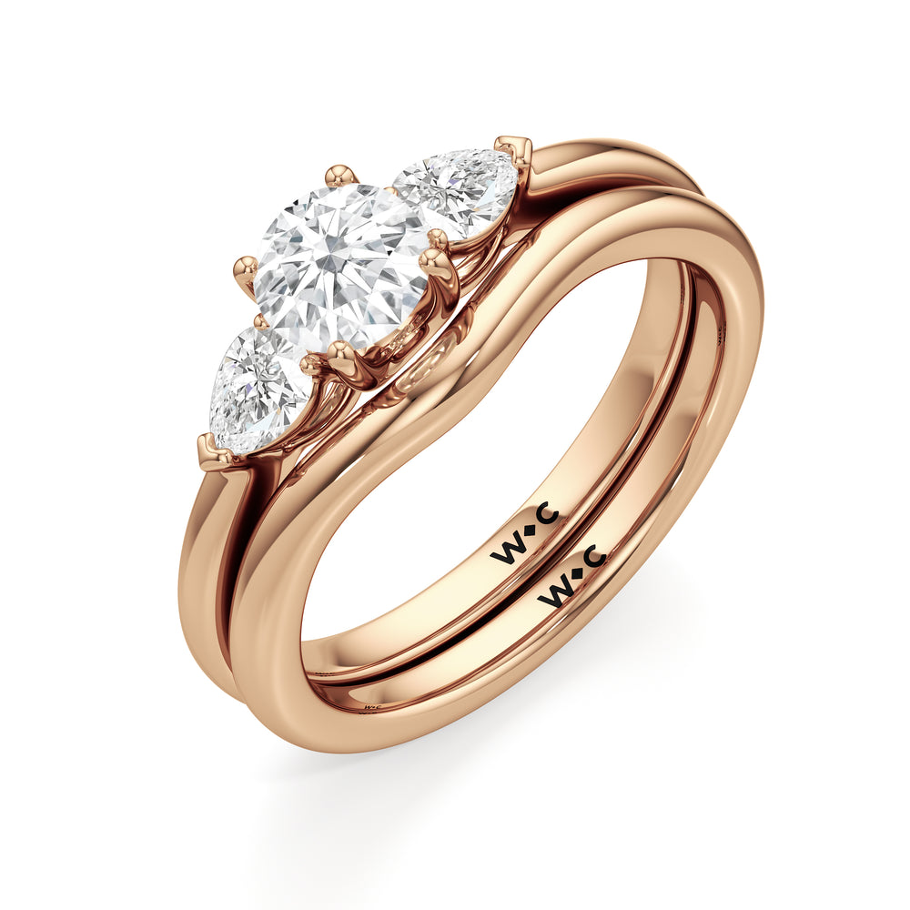 The Eleanor Wedding Band with 18KT Rose Gold Cut Diamond in 14KT Rose Gold view 4
