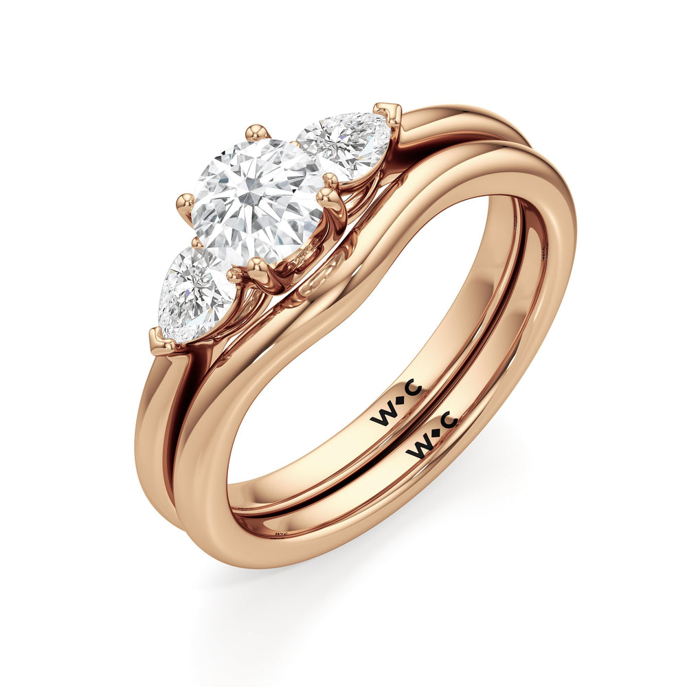 The Eleanor Wedding Band with 18KT Rose Gold Cut Diamond in 14KT Rose Gold view 4
