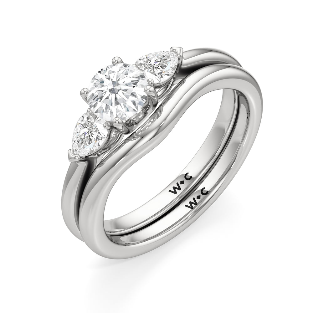 The Eleanor Wedding Band with Platinum Cut Diamond in 14KT Platinum view 4
