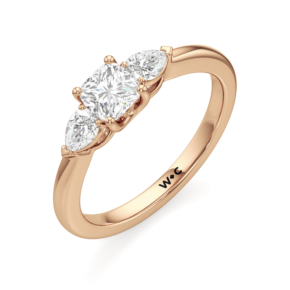 The Eleanor Engagement Ring with Cushion Cut Diamond in 14KT Rose Gold view 3
