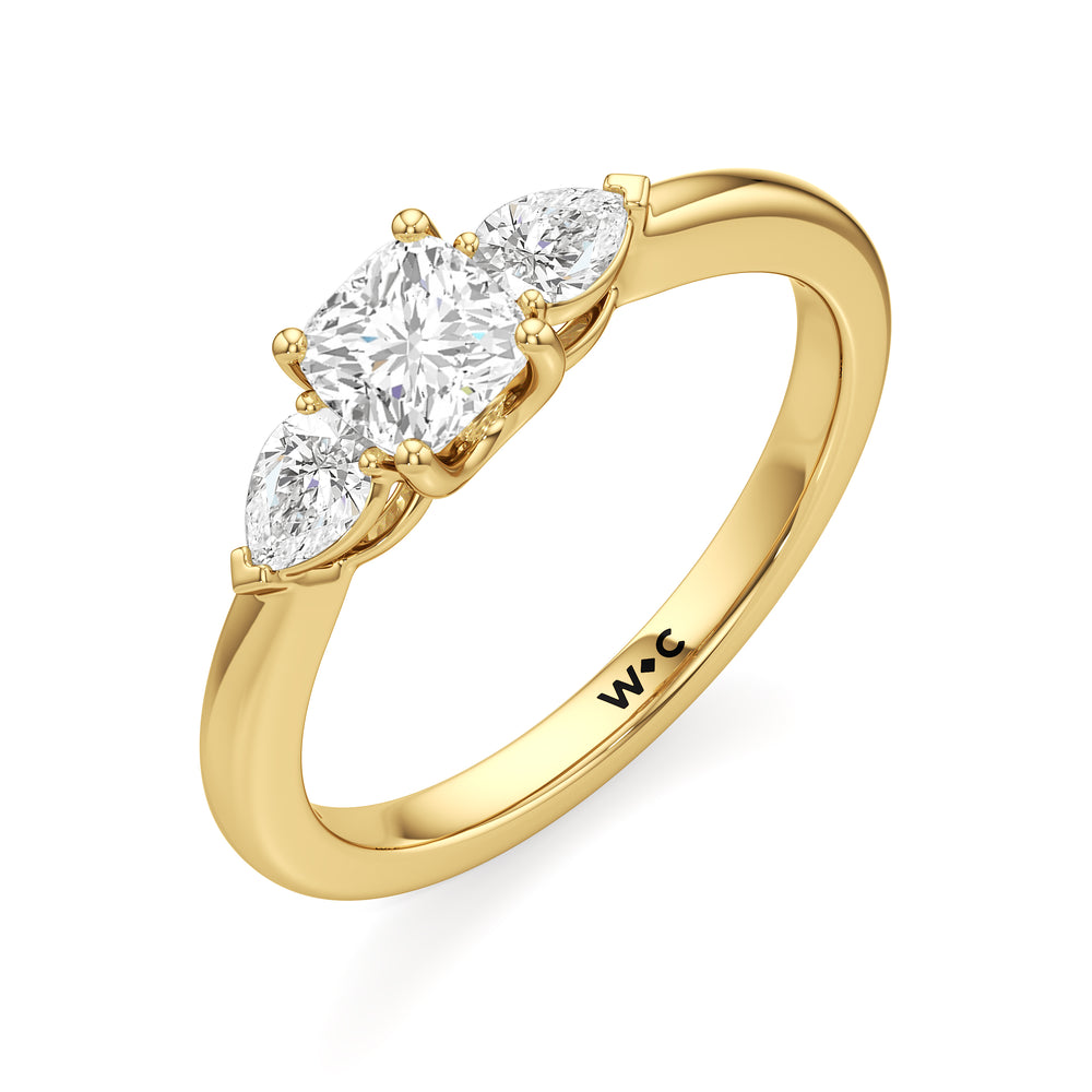 The Eleanor Engagement Ring with Cushion Cut Diamond in 14KT Yellow Gold view 3
