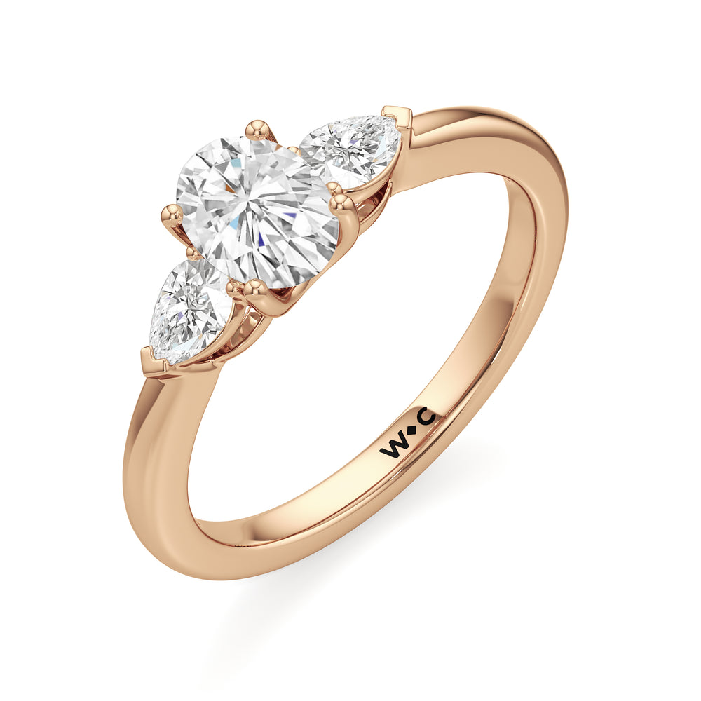 The Eleanor Engagement Ring with Oval Cut Diamond in 14KT Rose Gold view 3
