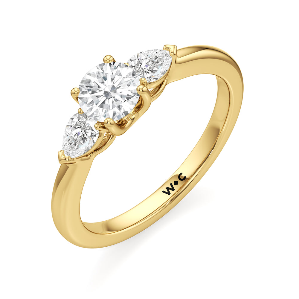 The Eleanor Engagement Ring with Round Cut Diamond in 14KT Yellow Gold view 3
