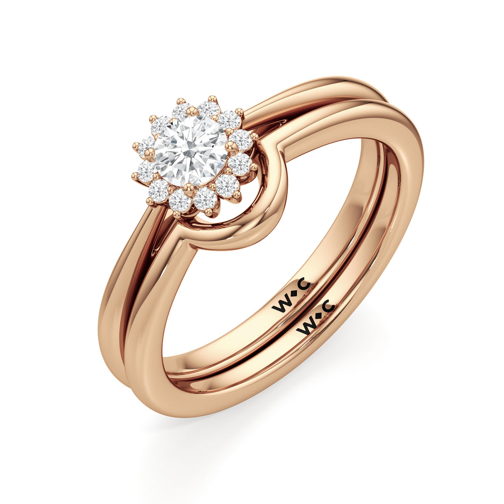 The Clementine Wedding Band with 18KT Rose Gold Cut Diamond in 14KT Rose Gold view 4
