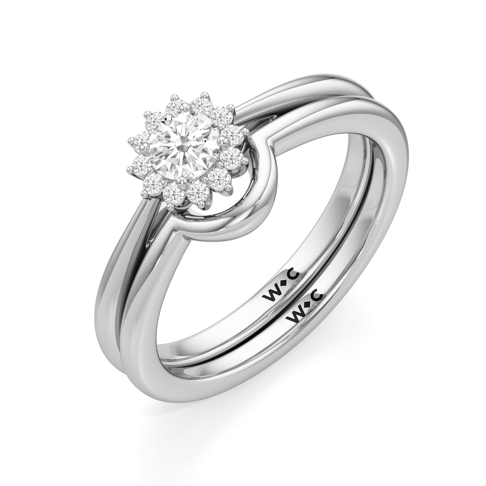 The Clementine Wedding Band with Platinum Cut Diamond in 14KT Platinum view 4
