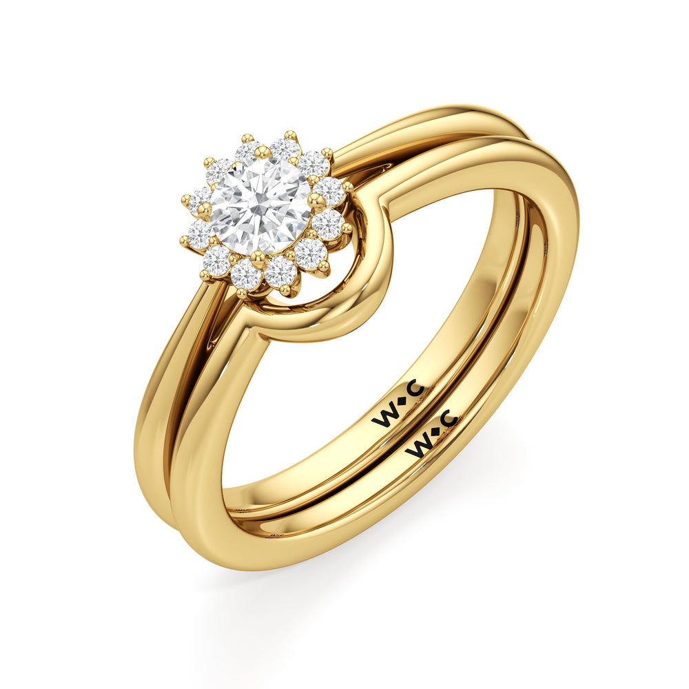 The Clementine Wedding Band with 18KT Yellow Gold Cut Diamond in 14KT Yellow Gold view 4
