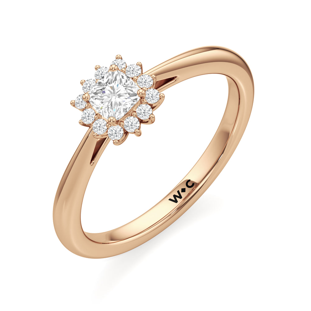 The Clementine Engagement Ring with Cushion Cut Diamond in 14KT Rose Gold view 3
