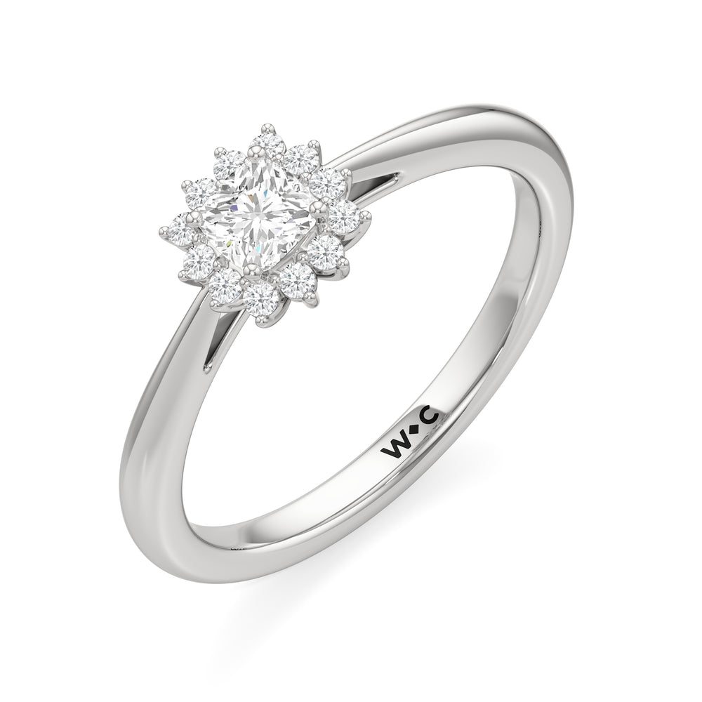 The Clementine Engagement Ring with Cushion Cut Diamond in 14KT Platinum view 3
