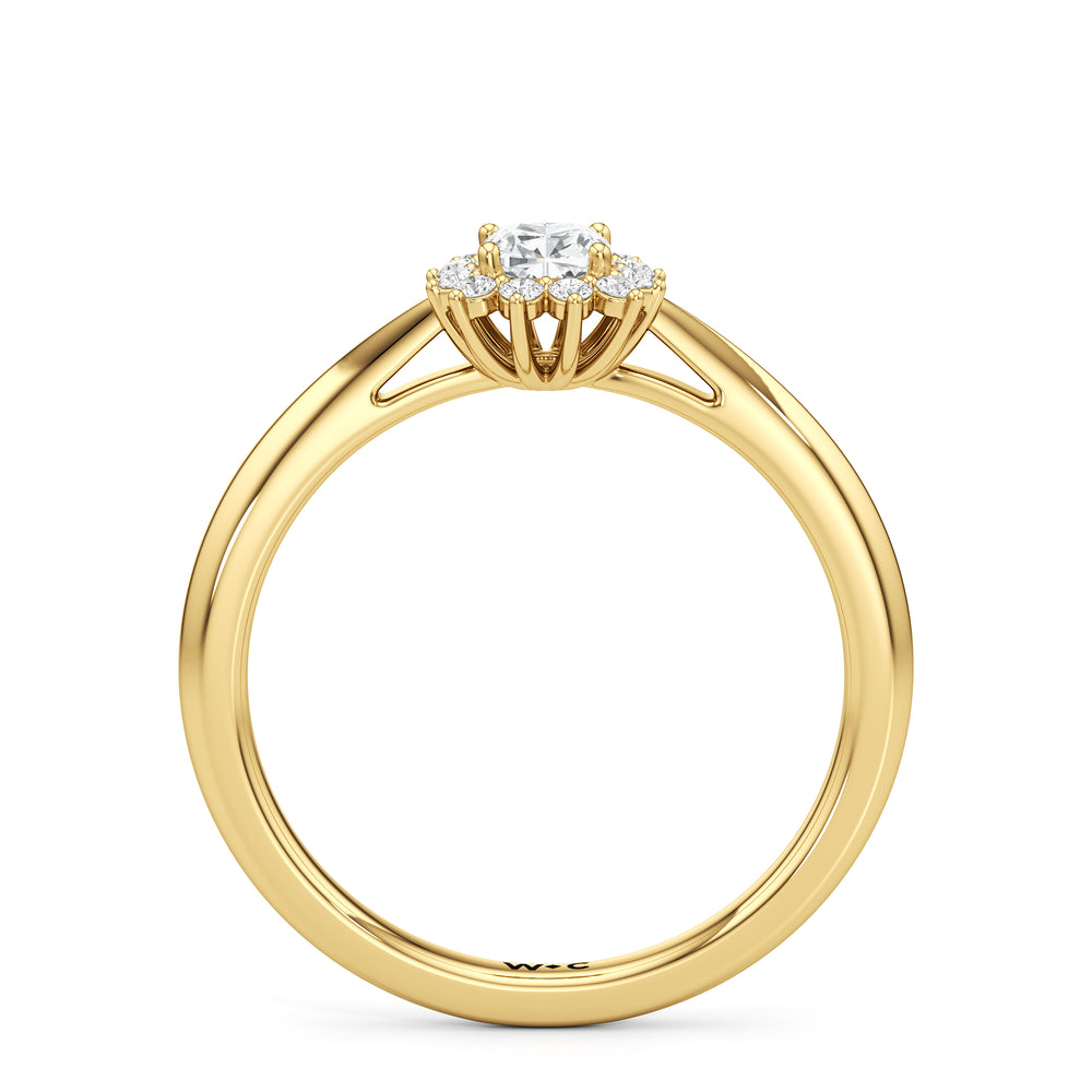 The Clementine Engagement Ring with Cushion Cut Diamond in 14KT Yellow Gold view 2
