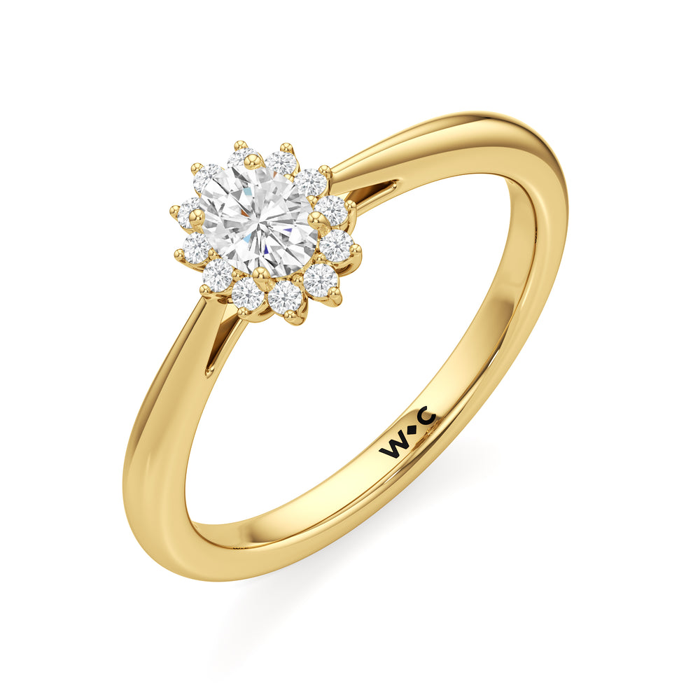The Clementine Engagement Ring with Oval Cut Diamond in 14KT Yellow Gold view 3
