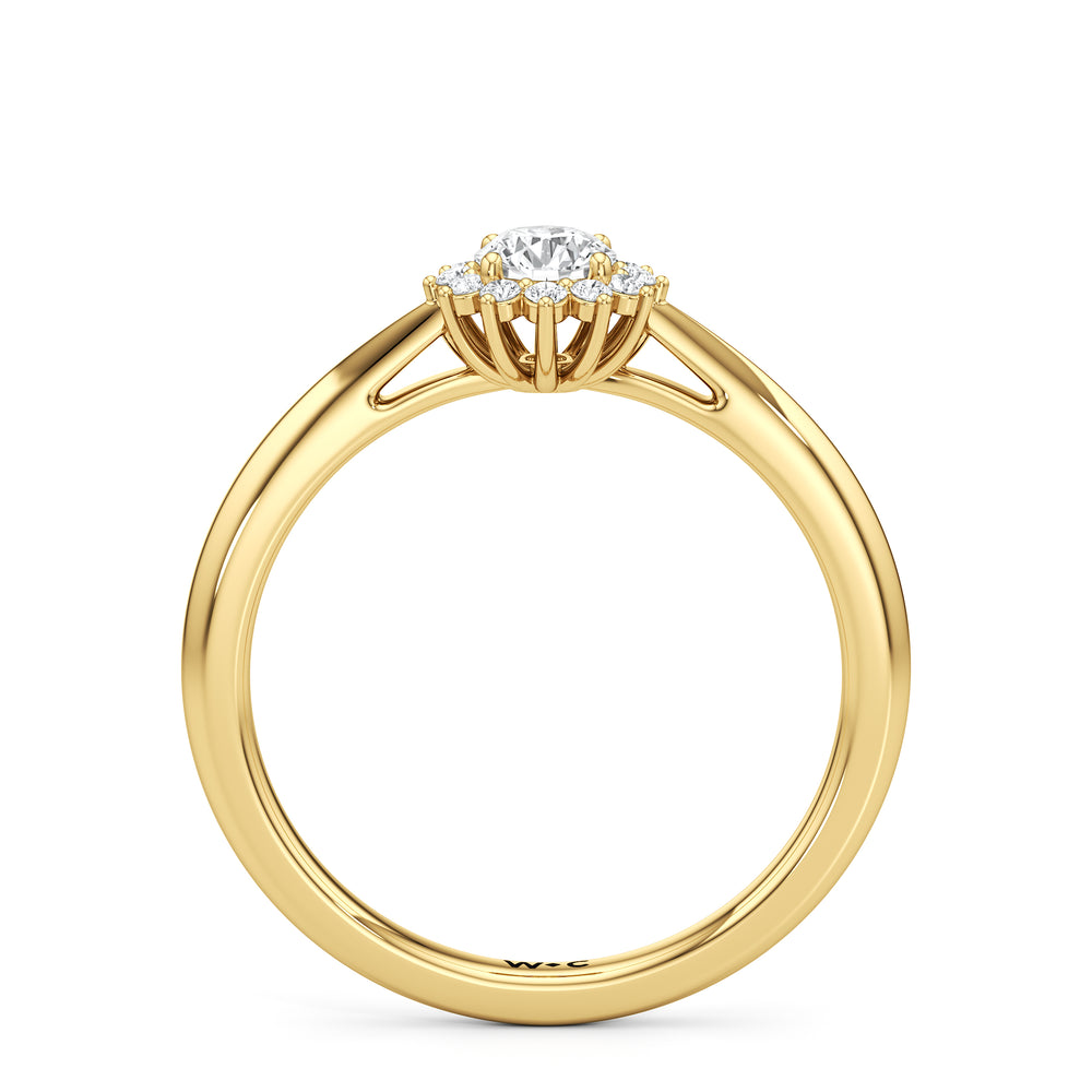 The Clementine Engagement Ring with Round Cut Diamond in 14KT Yellow Gold view 2
