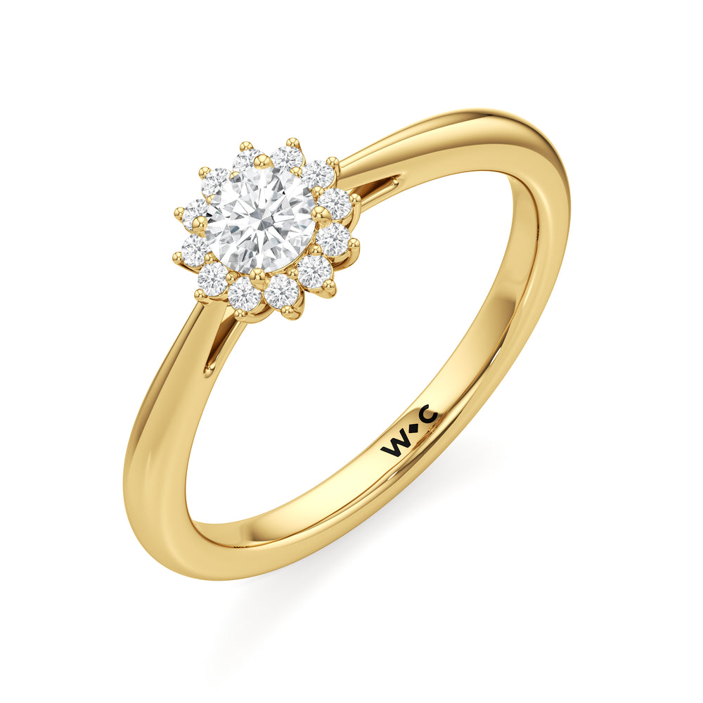 The Clementine Engagement Ring with Round Cut Diamond in 14KT Yellow Gold view 3
