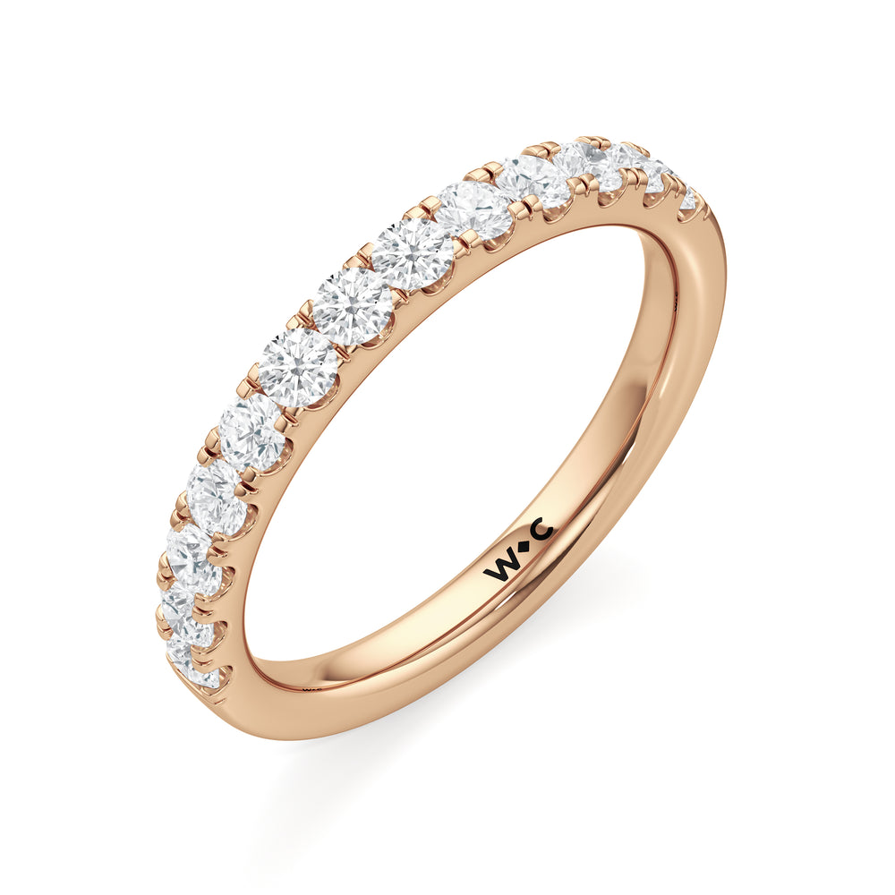 The Aria Diamond Wedding Band with 18KT Rose Gold Cut Diamond in 14KT Rose Gold view 3
