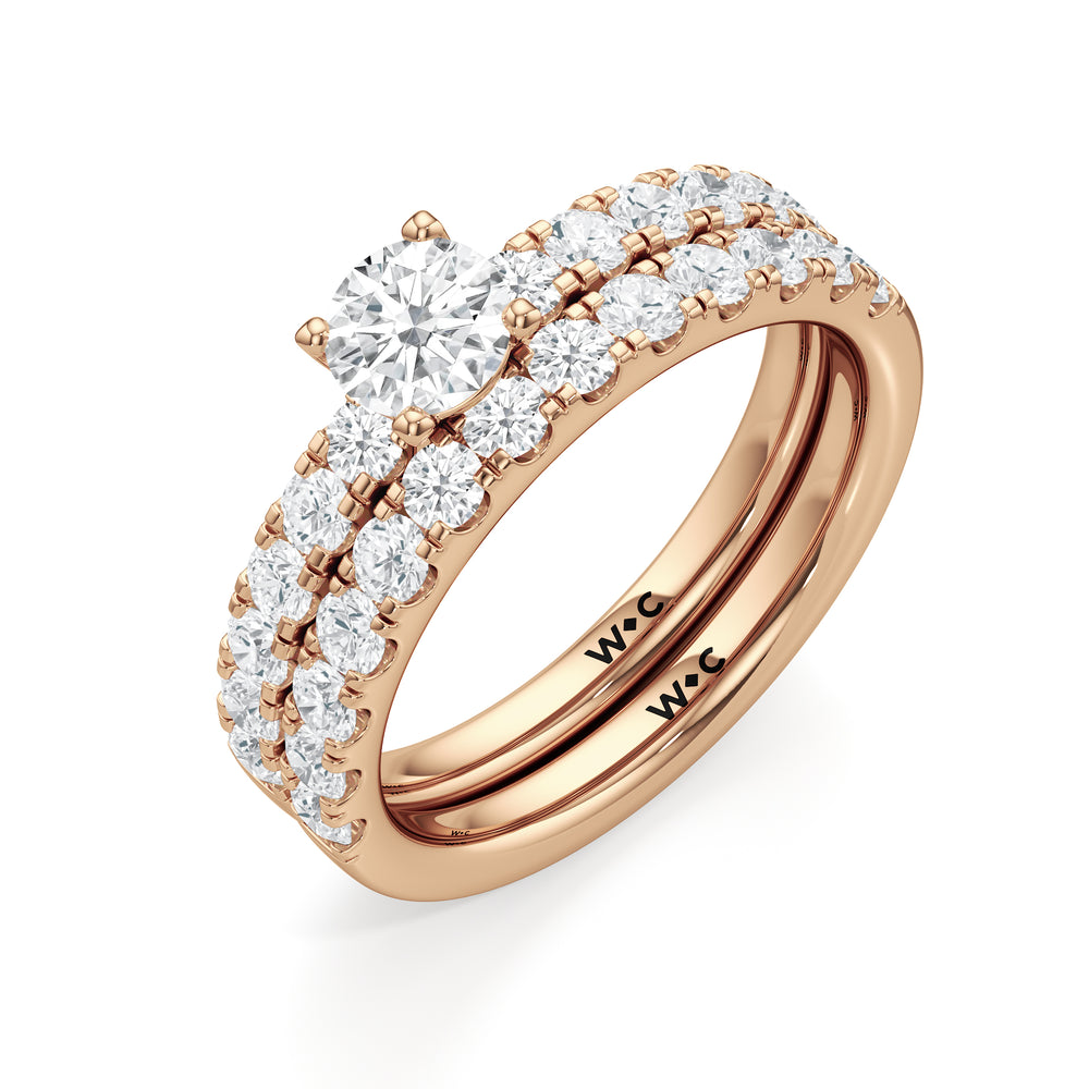 The Aria Diamond Wedding Band with 18KT Rose Gold Cut Diamond in 14KT Rose Gold view 4
