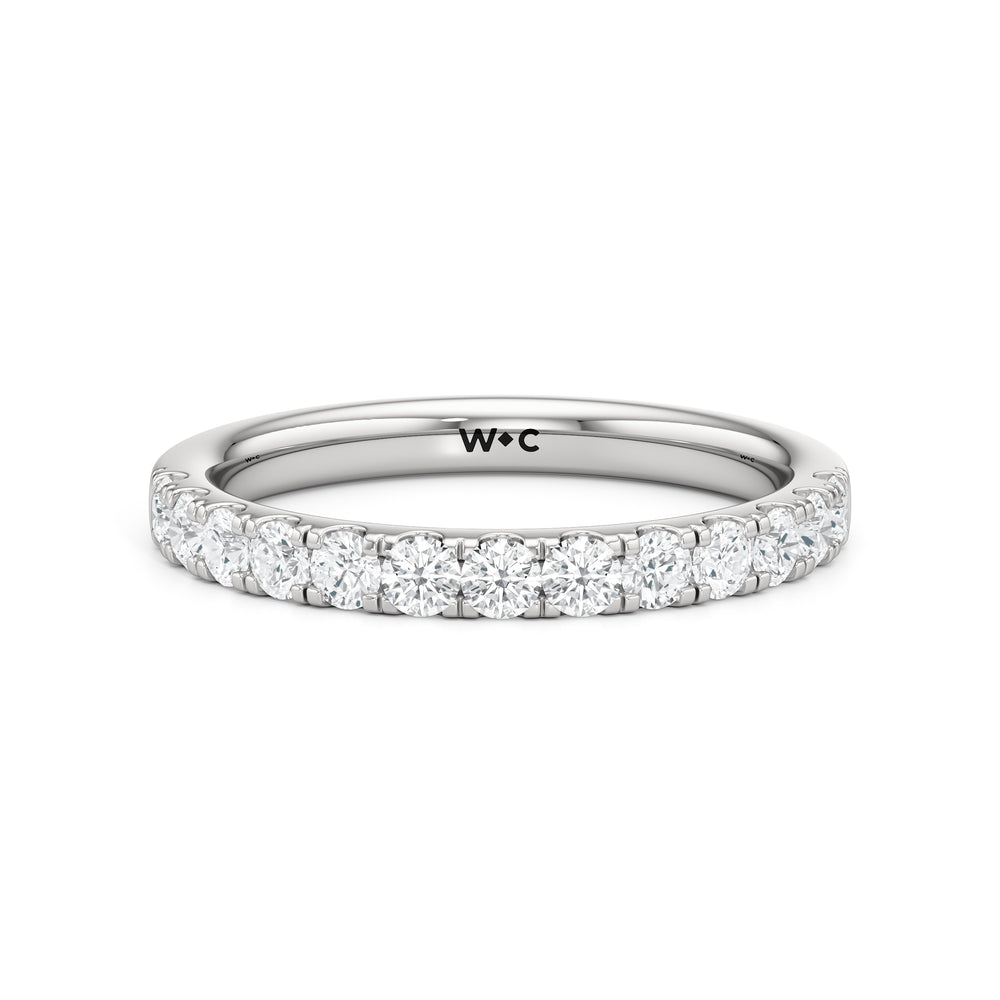 The Aria Diamond Wedding Band with Platinum Cut Diamond in 14KT Platinum view 1
