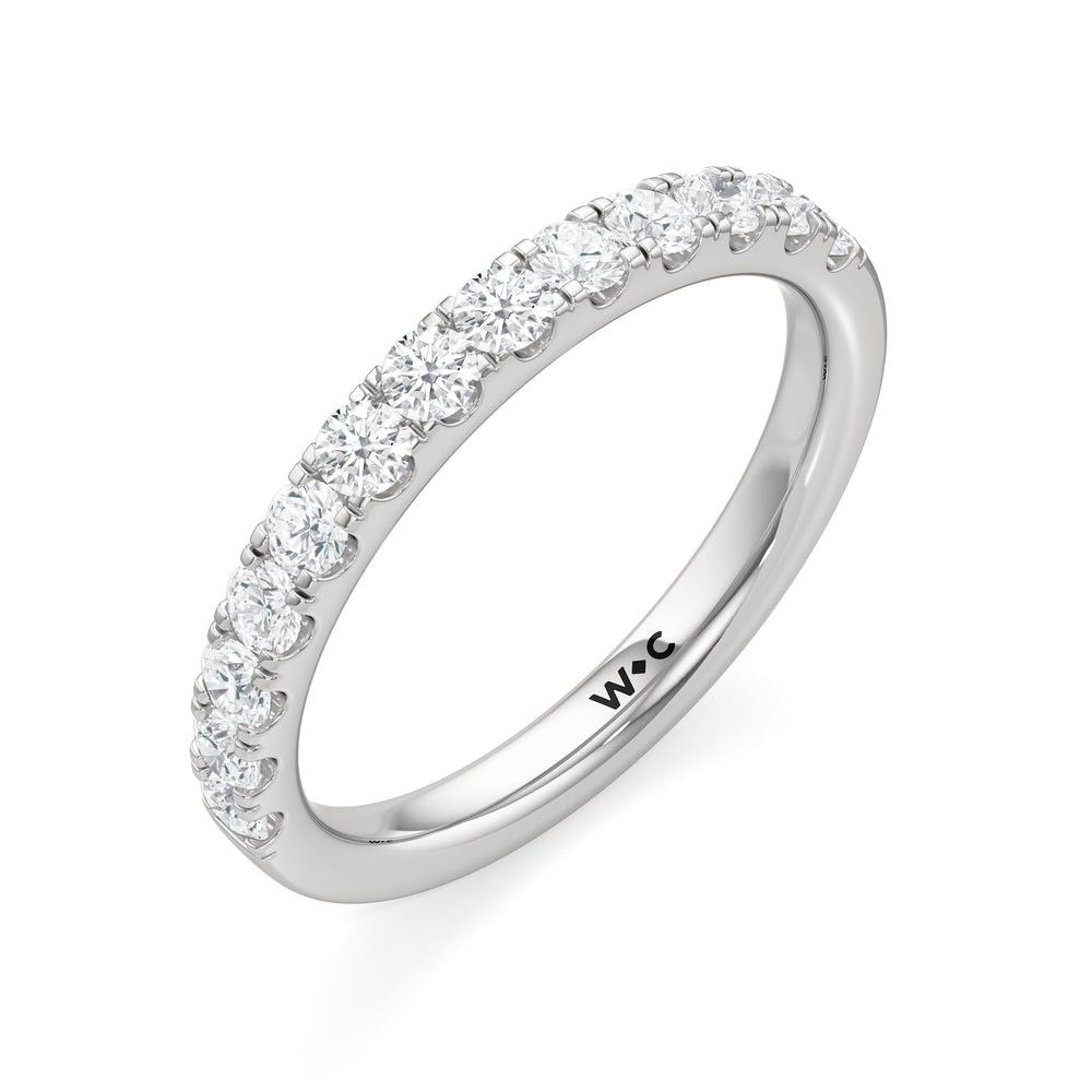 The Aria Diamond Wedding Band with Platinum Cut Diamond in 14KT Platinum view 3
