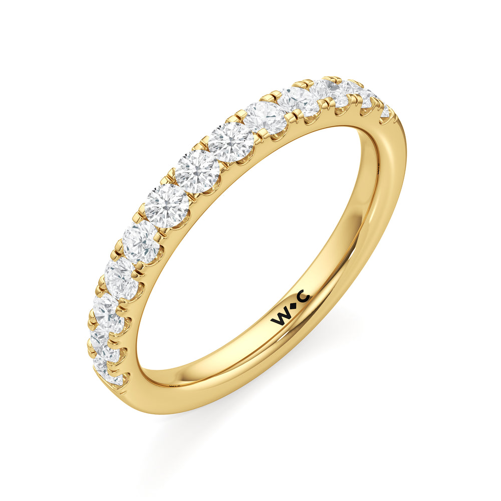 The Aria Diamond Wedding Band with 18KT Yellow Gold Cut Diamond in 14KT Yellow Gold view 2
