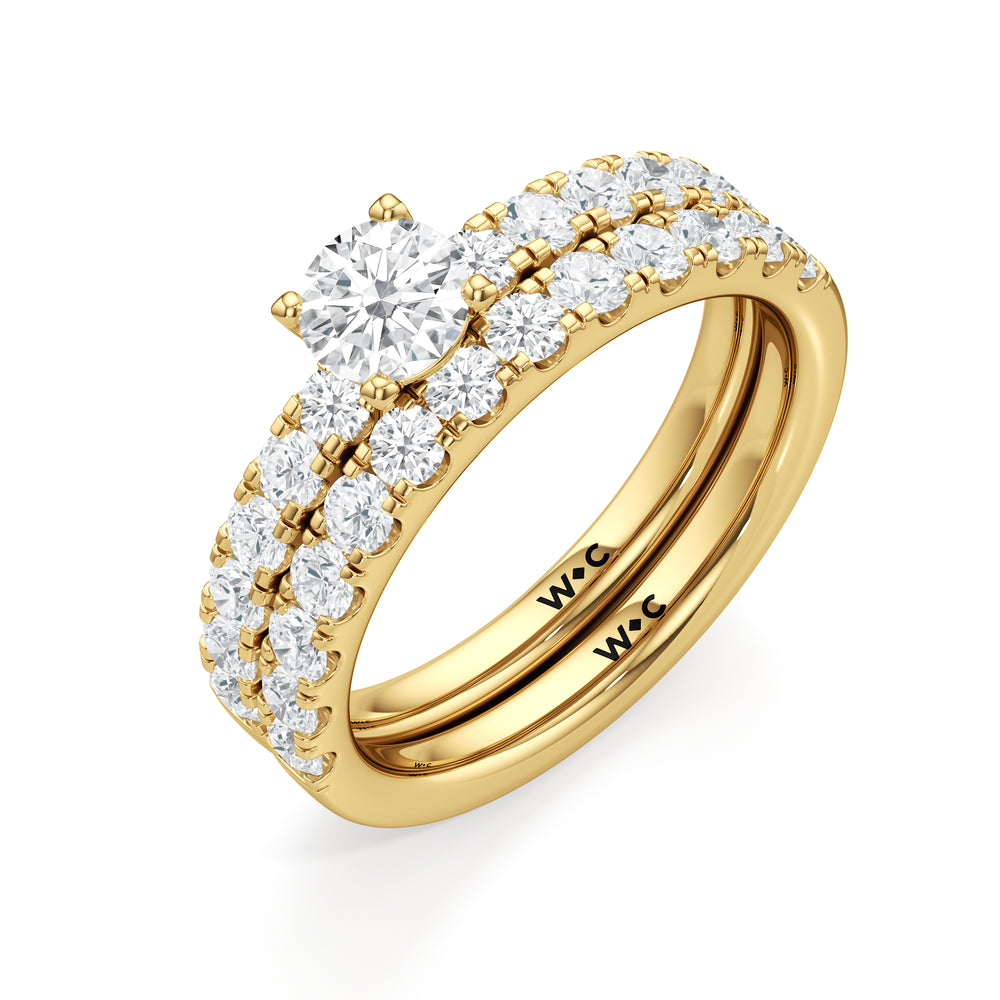 The Aria Diamond Wedding Band with 18KT Yellow Gold Cut Diamond in 14KT Yellow Gold view 3
