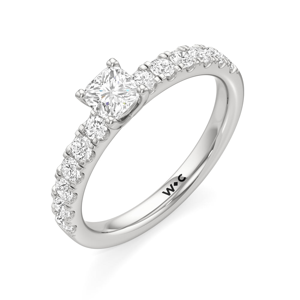 The Aria Engagement Ring with Cushion Cut Diamond in 14KT Platinum view 3
