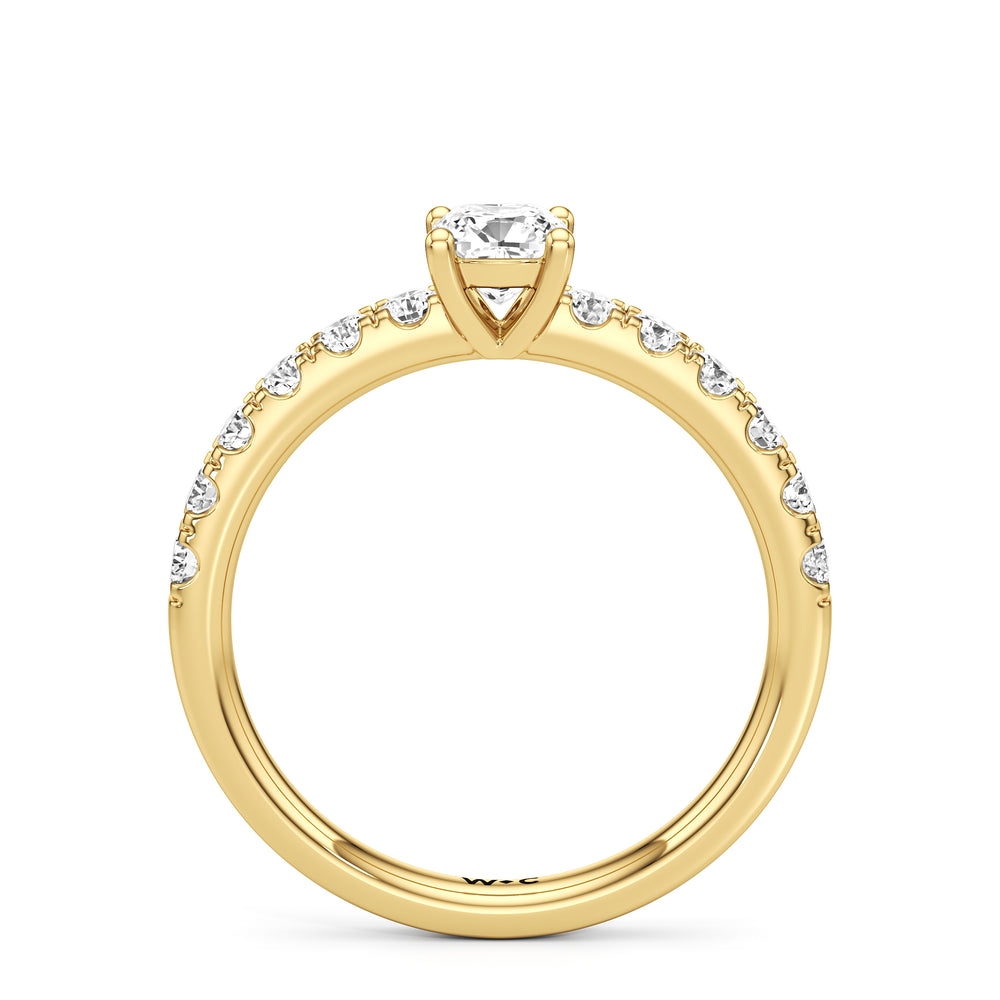 The Aria Engagement Ring with Cushion Cut Diamond in 14KT Yellow Gold view 2
