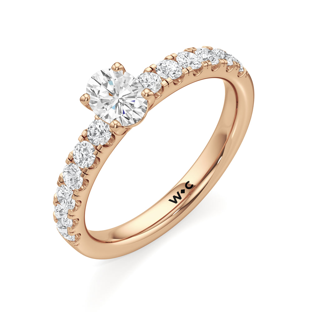 The Aria Engagement Ring with Oval Cut Diamond in 14KT Rose Gold view 3
