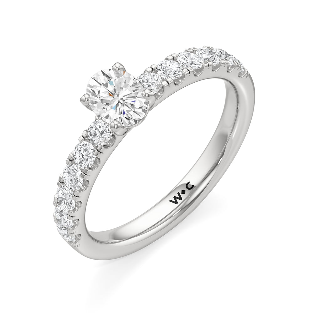 The Aria Engagement Ring with Oval Cut Diamond in 14KT Platinum view 3

