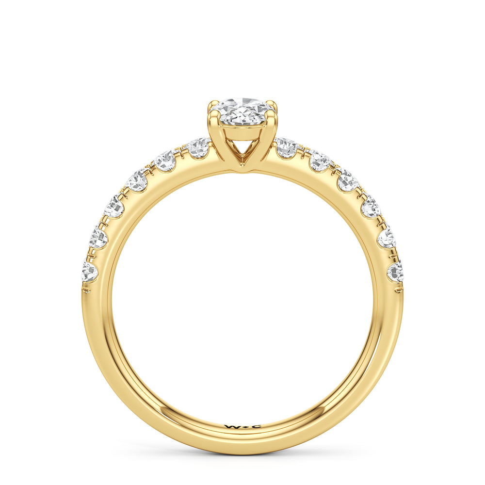 The Aria Engagement Ring with Oval Cut Diamond in 14KT Yellow Gold view 2
