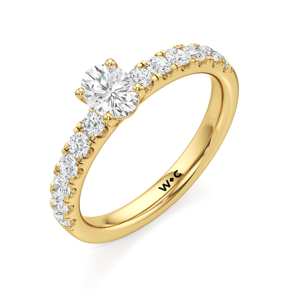 The Aria Engagement Ring with Oval Cut Diamond in 14KT Yellow Gold view 3

