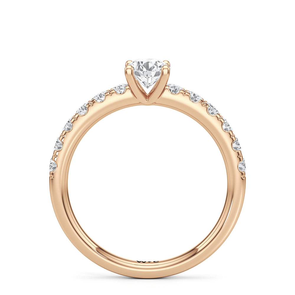 The Aria Engagement Ring with Round Cut Diamond in 14KT Rose Gold view 2
