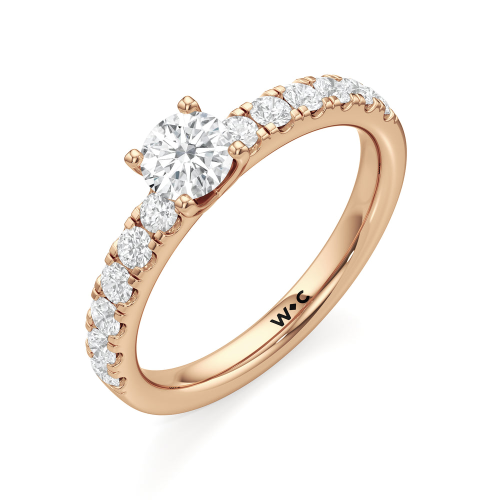 The Aria Engagement Ring with Round Cut Diamond in 14KT Rose Gold view 3
