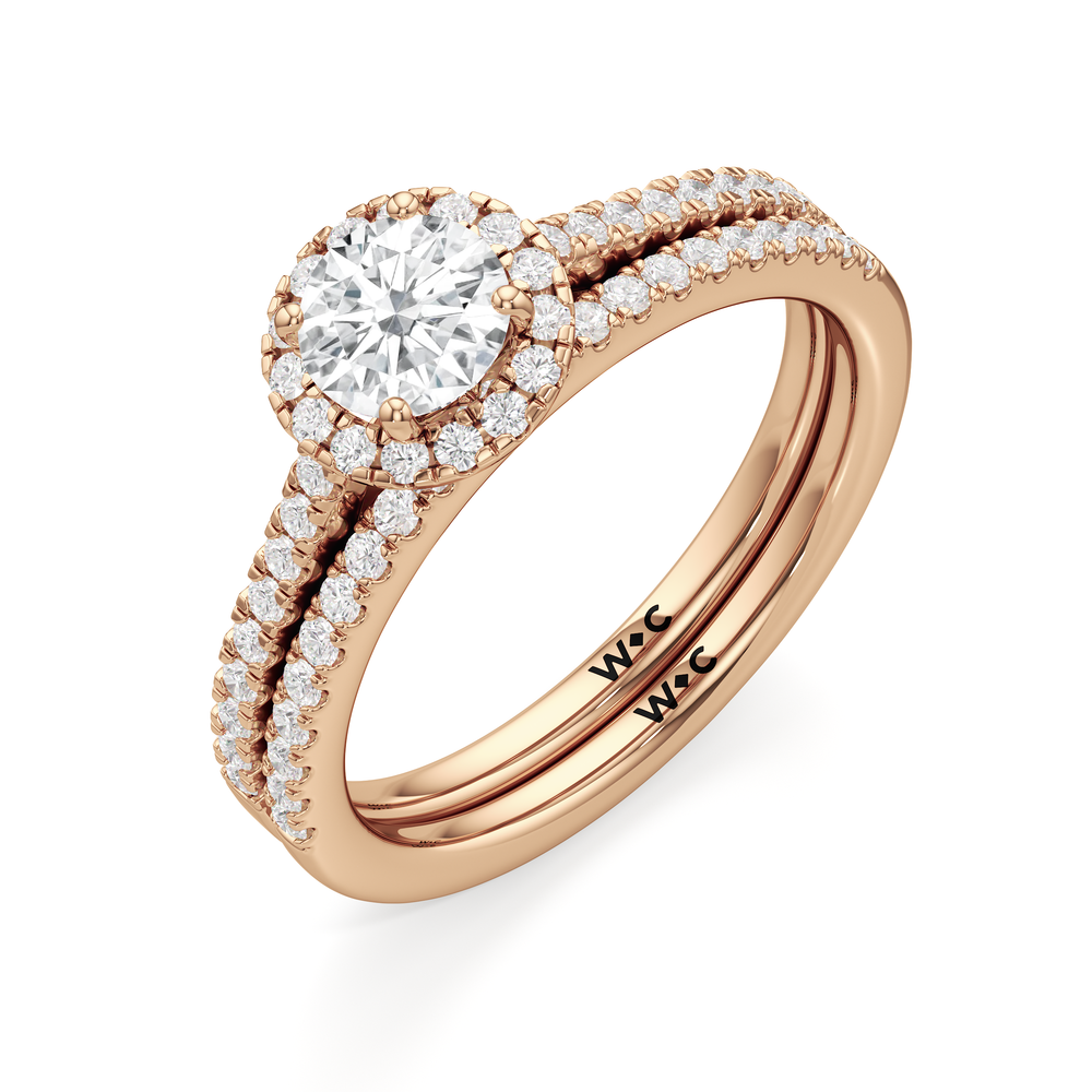 The Penelope Diamond Wedding Band with 18KT Rose Gold Cut Diamond in 14KT Rose Gold view 4
