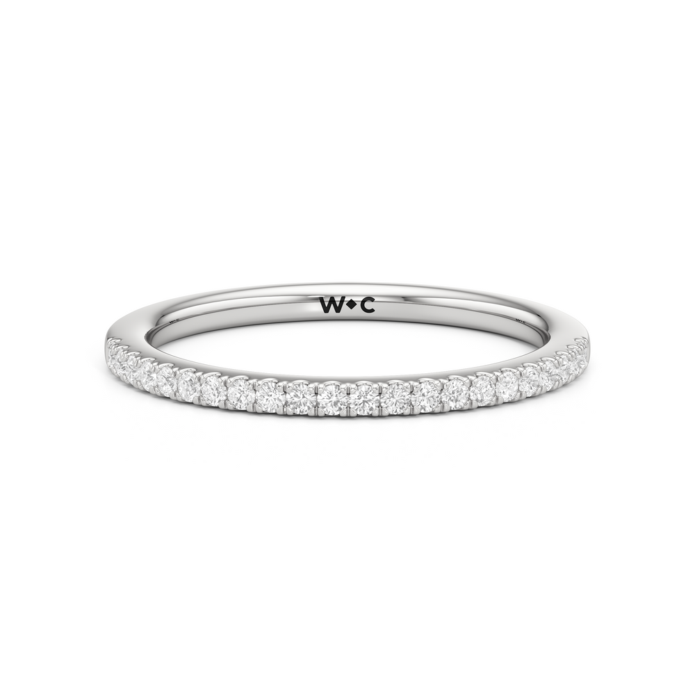 The Penelope Diamond Wedding Band with Platinum Cut Diamond in 14KT Platinum view 1
