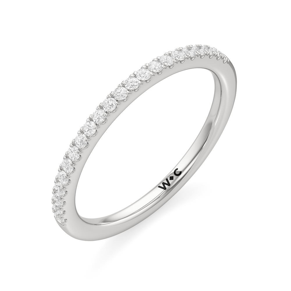 The Penelope Diamond Wedding Band with Platinum Cut Diamond in 14KT Platinum view 3
