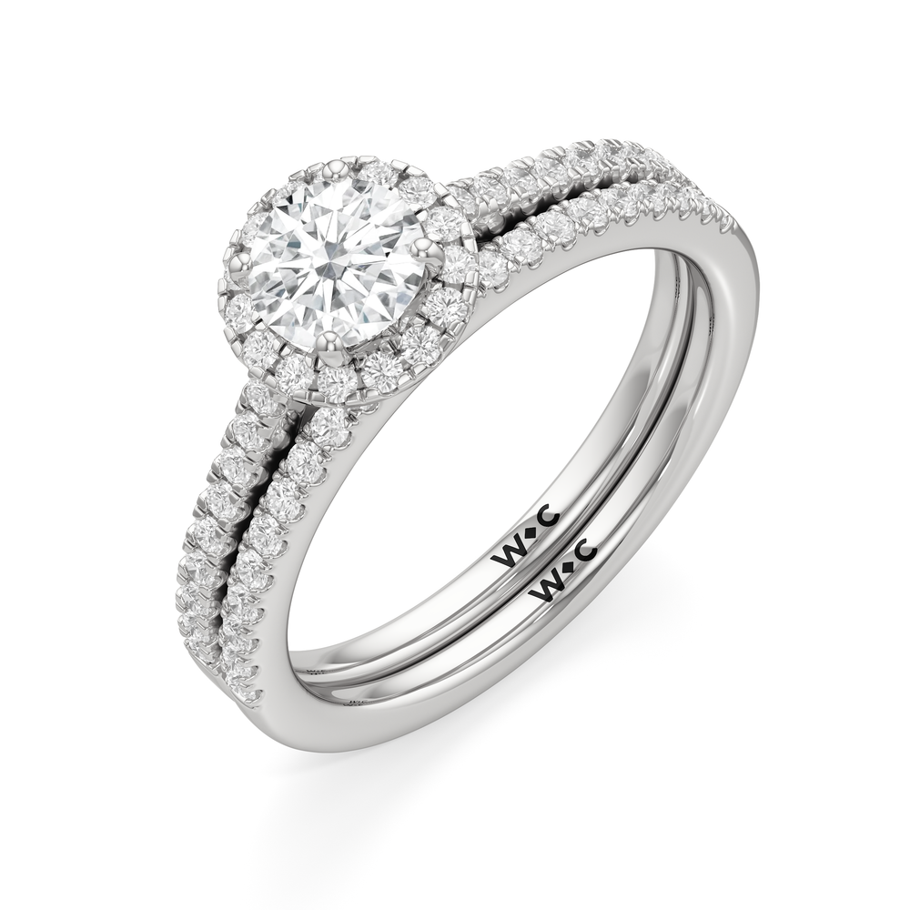 The Penelope Diamond Wedding Band with Platinum Cut Diamond in 14KT Platinum view 4
