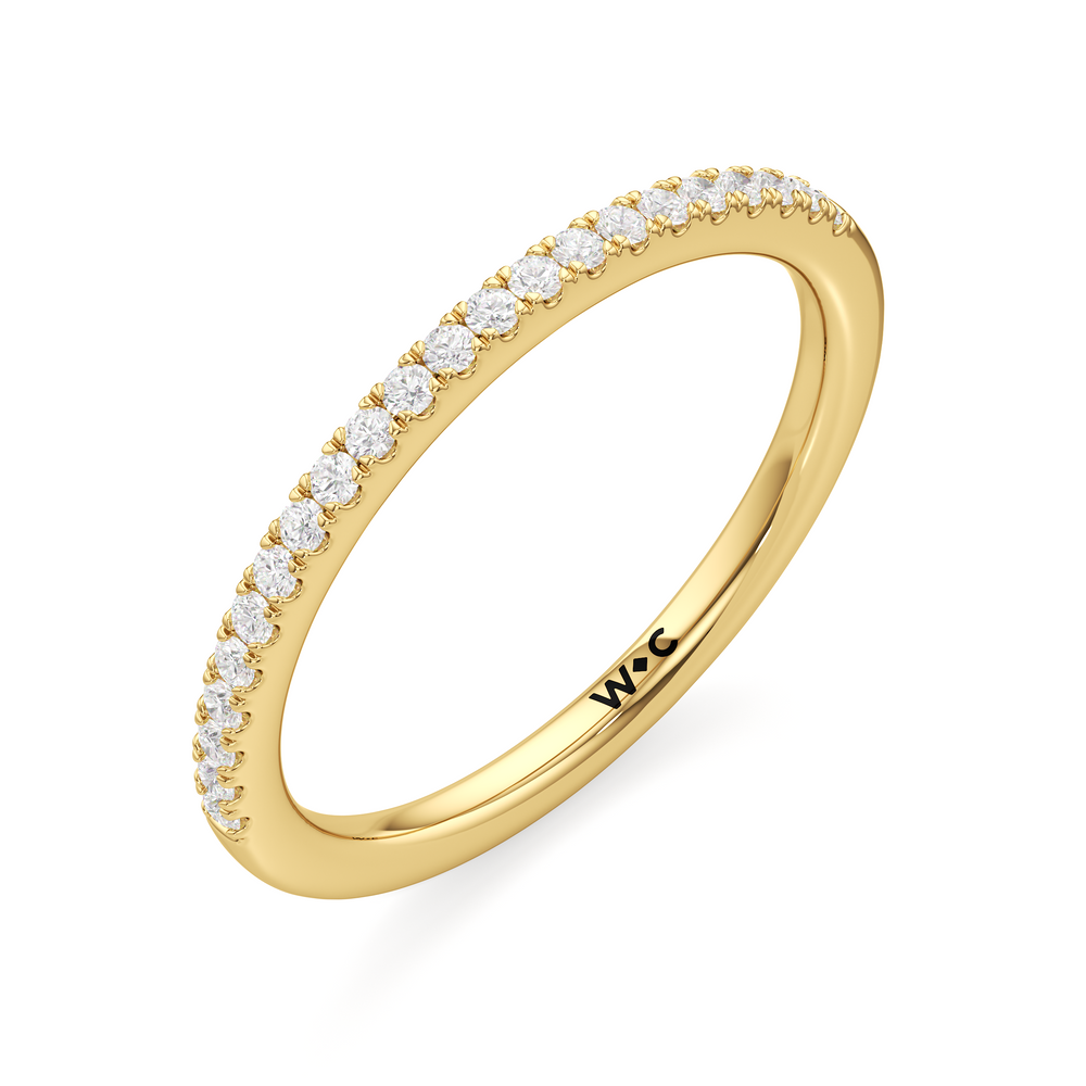 The Penelope Diamond Wedding Band with 18KT Yellow Gold Cut Diamond in 14KT Yellow Gold view 3
