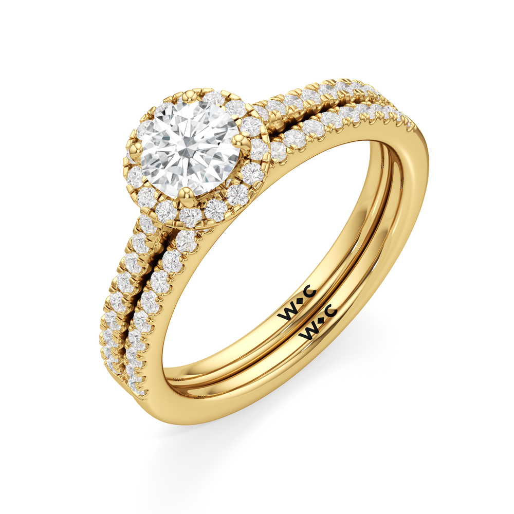 The Penelope Diamond Wedding Band with 18KT Yellow Gold Cut Diamond in 14KT Yellow Gold view 4
