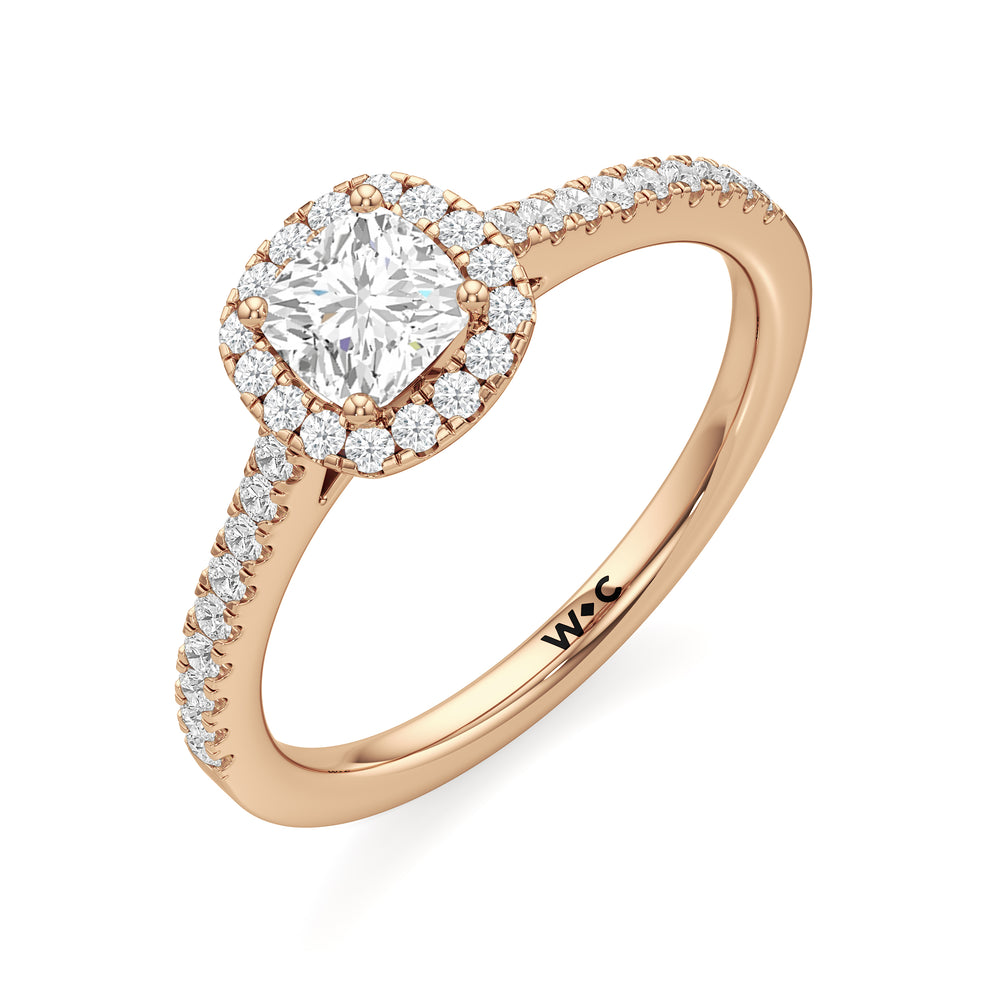 The Penelope Engagement Ring with Cushion Cut Diamond in 14KT Rose Gold view 3
