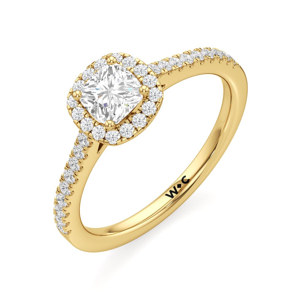 The Penelope Engagement Ring with Cushion Cut Diamond in 14KT Yellow Gold view 3
