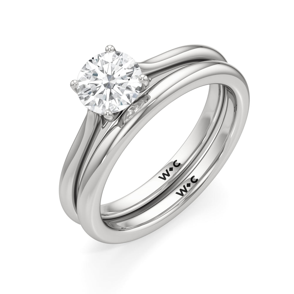 The Eve Wedding Band with Platinum Cut Diamond in 14KT Platinum view 4
