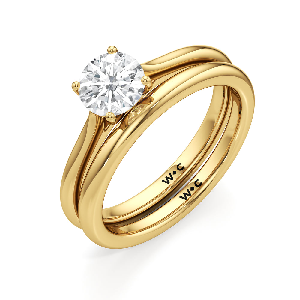The Eve Wedding Band with 18KT Yellow Gold Cut Diamond in 14KT Yellow Gold view 4
