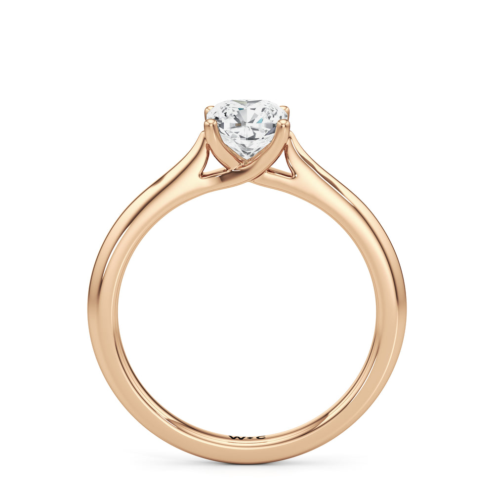 The Eve Engagement Ring with Cushion Cut Diamond in 14KT Rose Gold view 2
