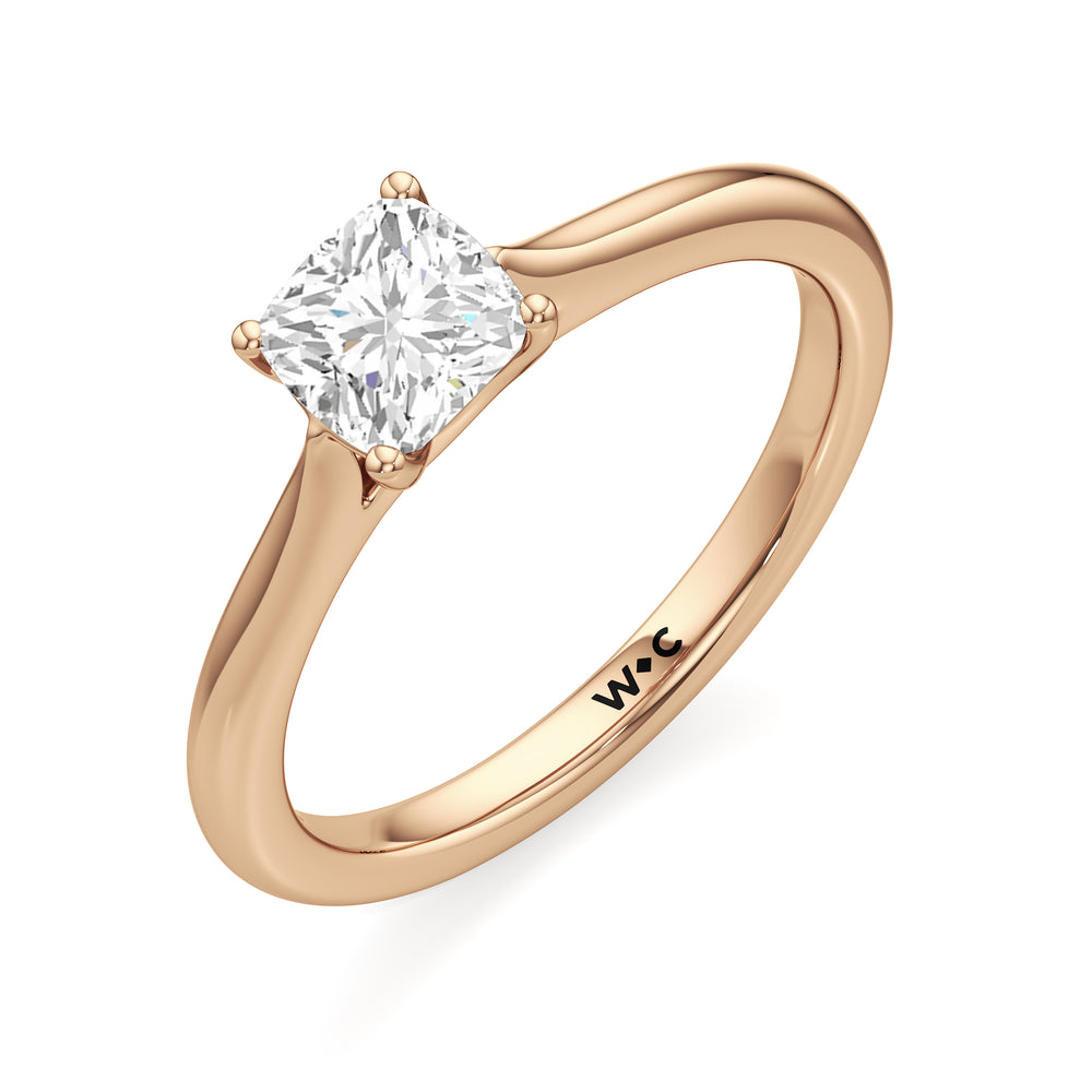 The Eve Engagement Ring with Cushion Cut Diamond in 14KT Rose Gold view 3
