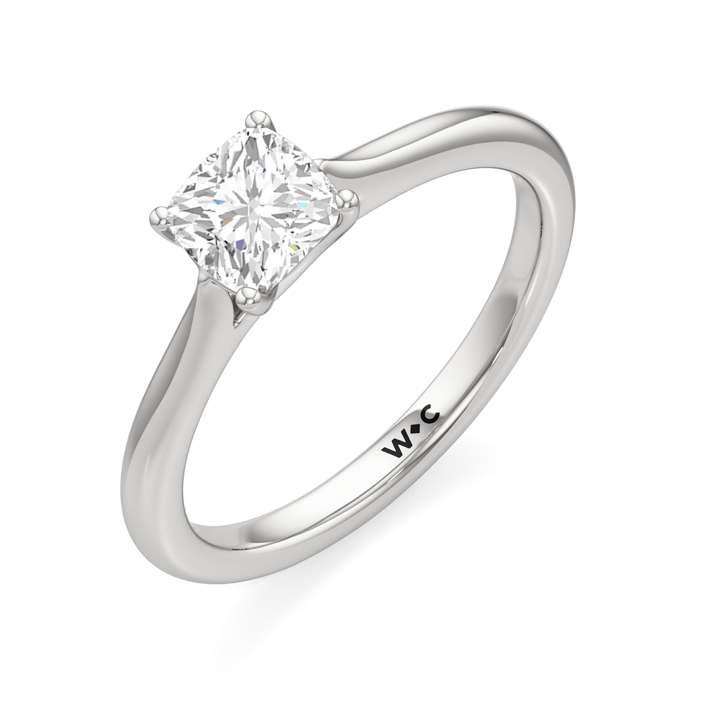 The Eve Engagement Ring with Cushion Cut Diamond in 14KT Platinum view 3
