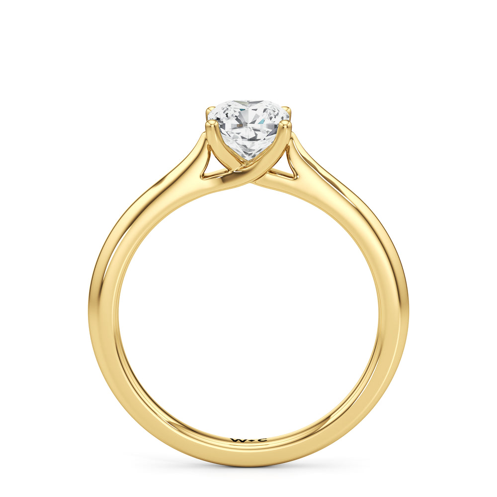 The Eve Engagement Ring with Cushion Cut Diamond in 14KT Yellow Gold view 2
